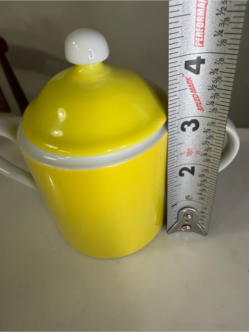 Fitz and Floyd 1975 MCM bright Yellow Ceramic Sugar Bowl with Lid Dual Handles - Picture 4 of 7